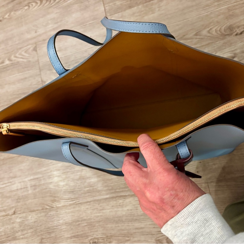 Tory Burch Perry Triple Compartment Light Blue Tote - Picture 12 of 13